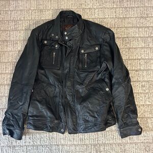 Black Moto Style Leather Jacket